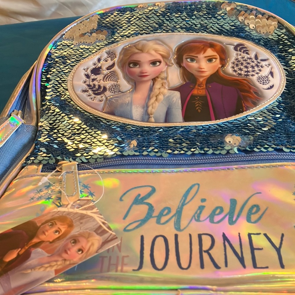 FINAL MARKDOWN Disney frozen 2 Kids Backpack - Blue and Silver BRAND NEW